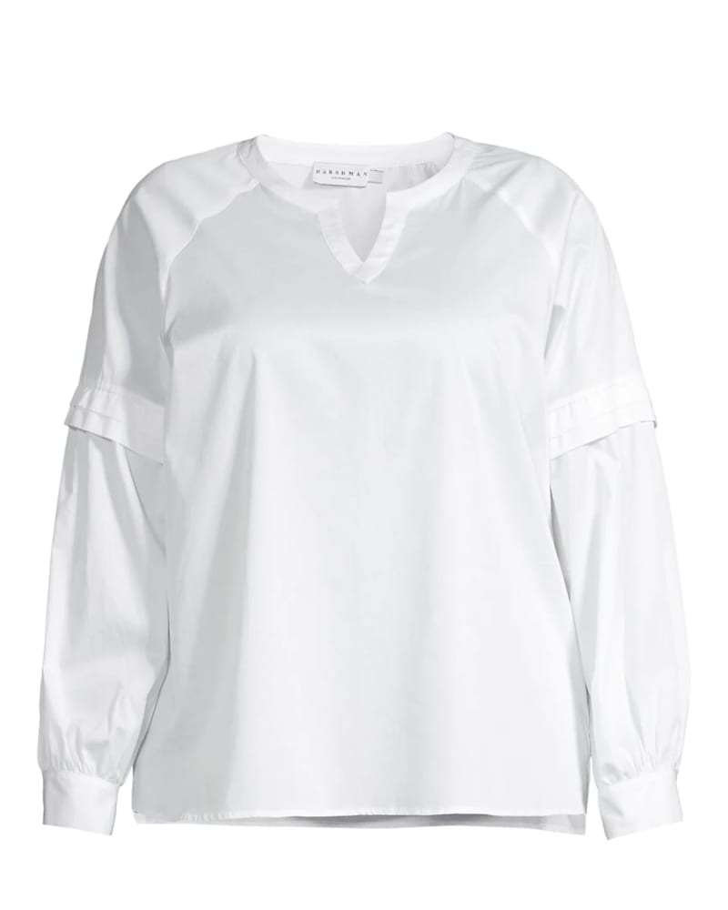 Front of a size 2X Callet Blouse in White by HARSHMAN. | dia_product_style_image_id:300104